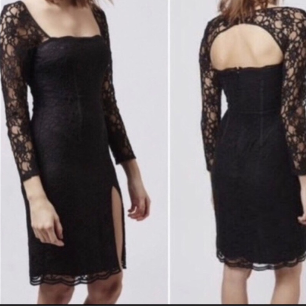 Topshop black lace sleeve dress